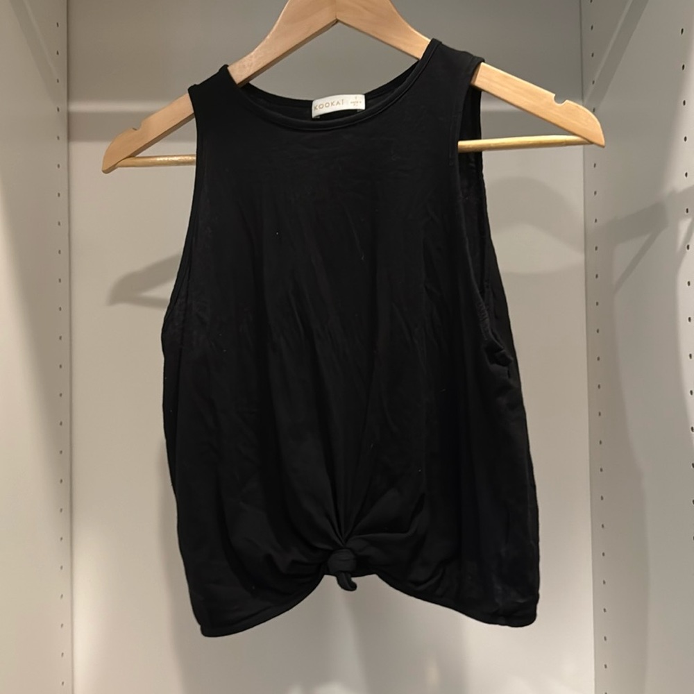 Kookai cotton tie front cropped tank